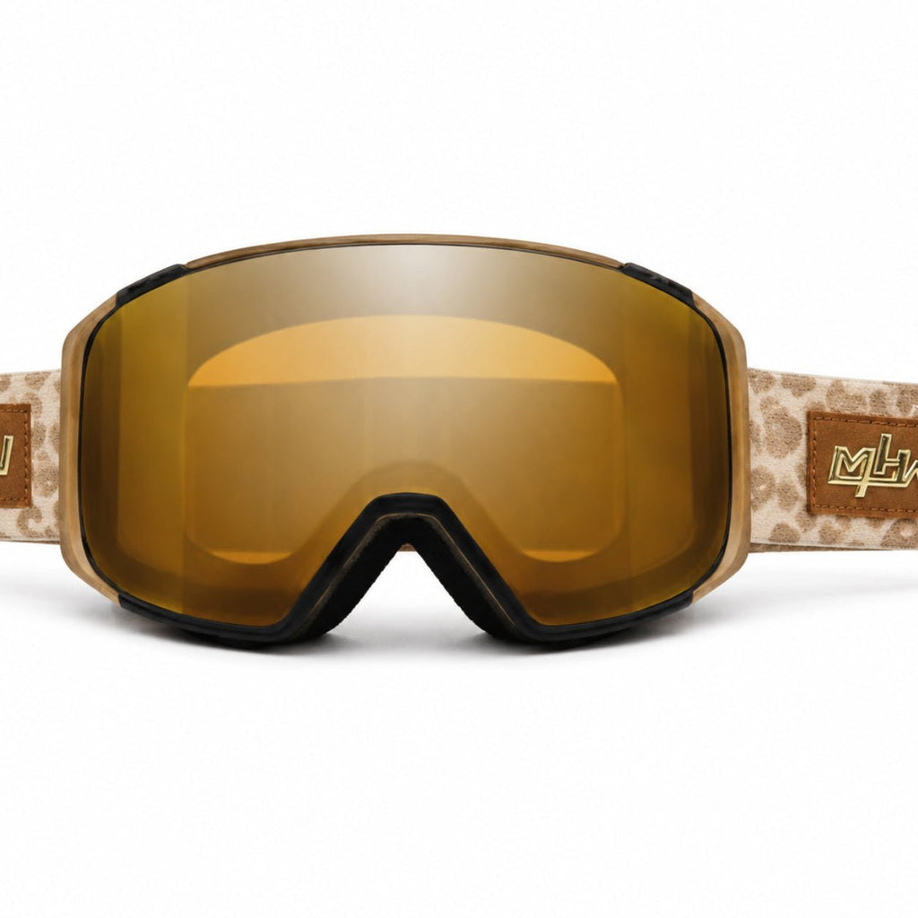 Bad Kitty snow goggles by MHD with toric magnetic lens and leopard strap