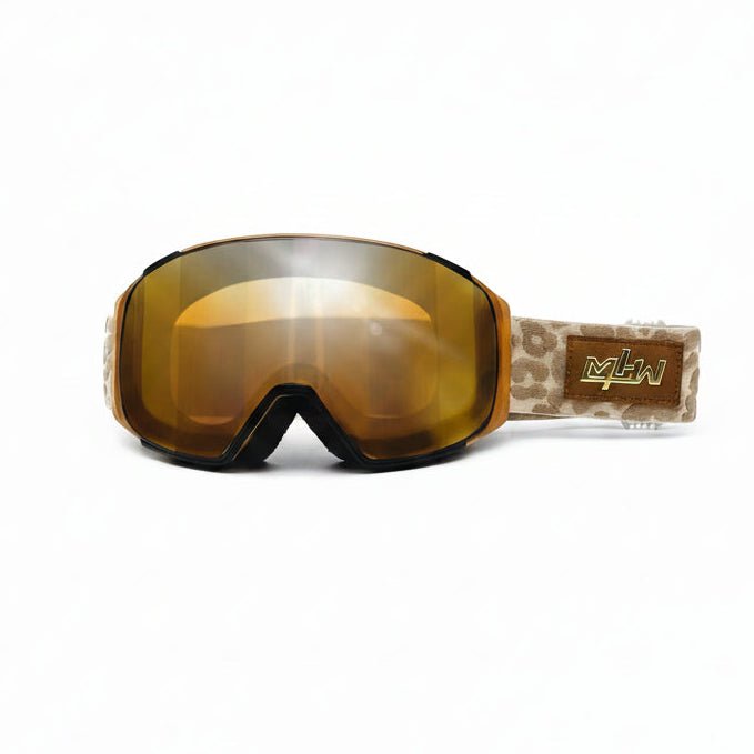 Bad Kitty snow goggles by MHD with brown textured leopard strap