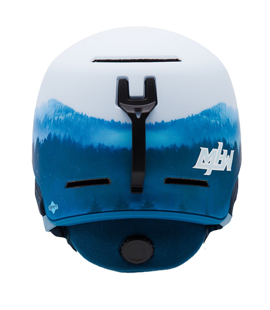 Back view of Cirque snowboard helmet by MHD with low-profile fit, with goggle clip