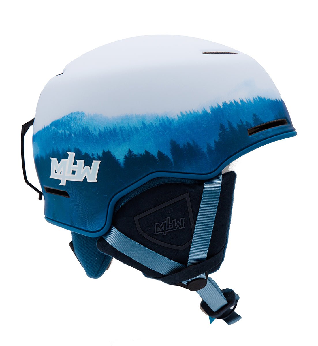 Side view of Cirque snowboard helmet by MHD with ERT impact protection, removable ear pads, and adjustable straps