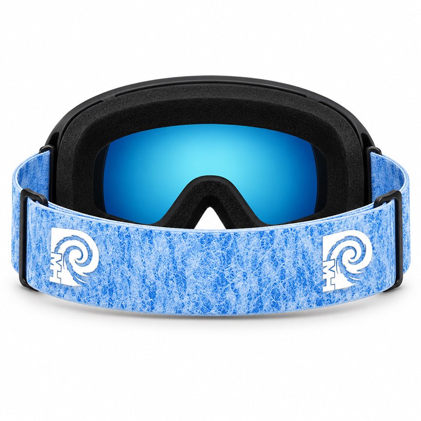 Denim ski snowboard goggles with photochromic spherical lens by MHD rear view