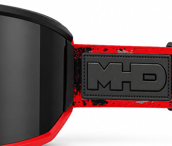 Hell Fire snow goggles by MHD, strap detail with MHD logo