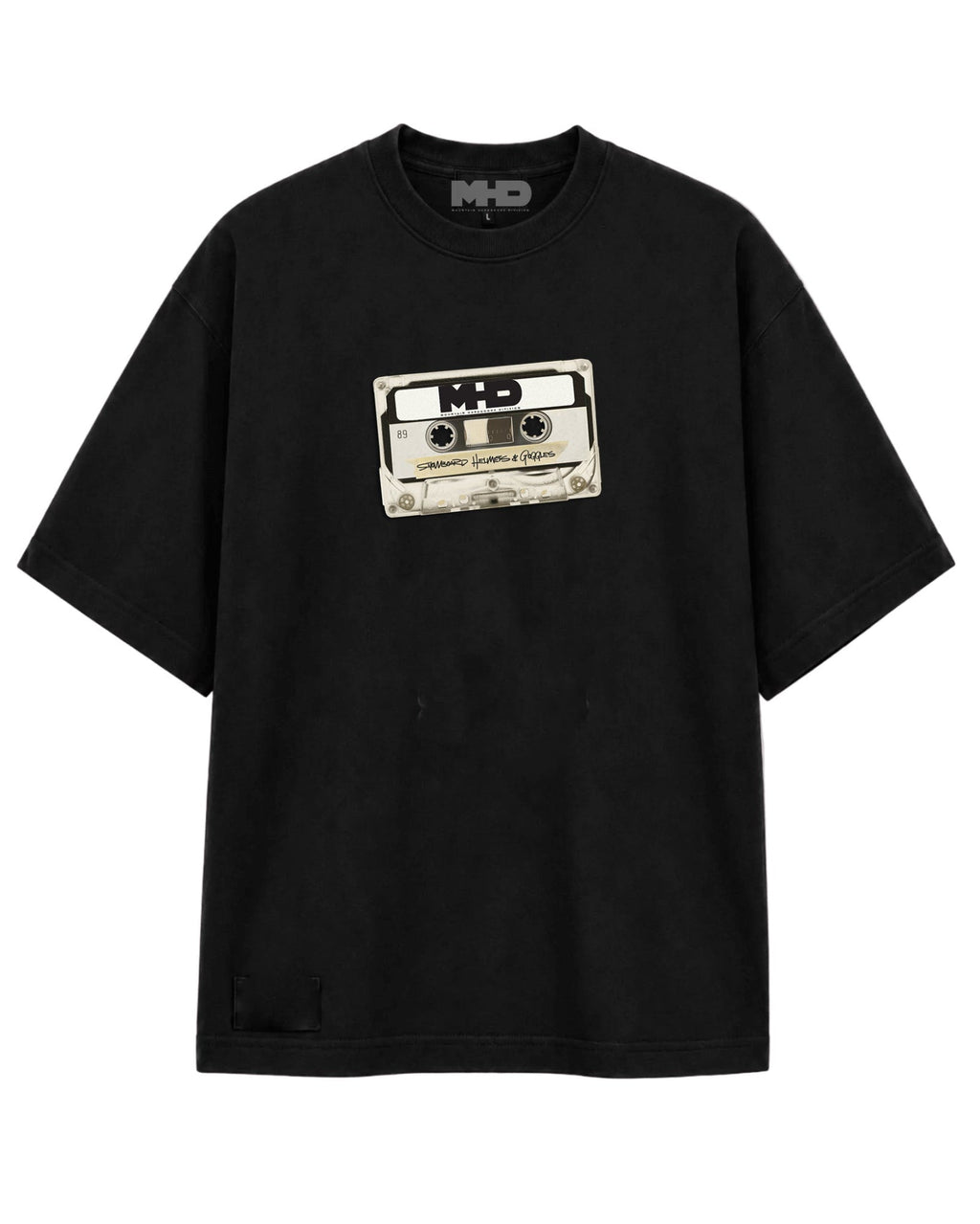 Mix Tape snowboard t-shirt by MHD in black with cassette graphic