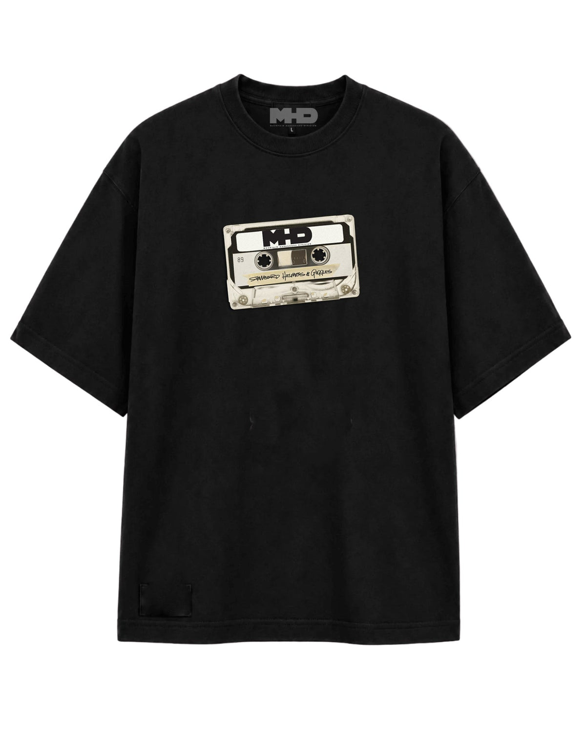 Mix Tape snowboard t-shirt by MHD in black with cassette graphic