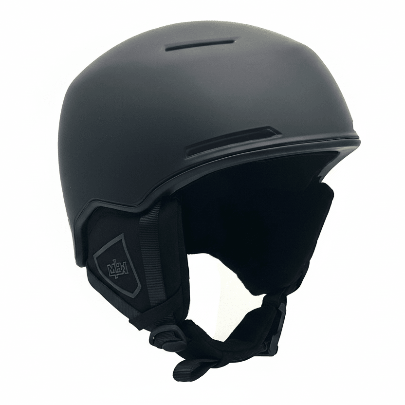 OG CLASSIC matte black snowboard helmet by MHD 3/4 view 