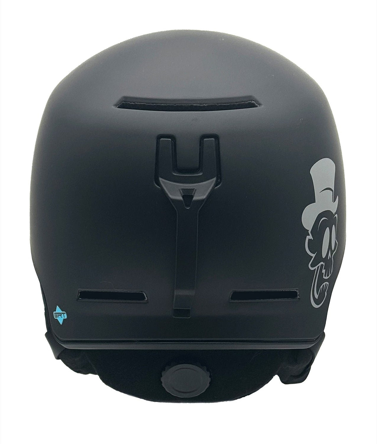 G SKULLY snowboard helmet by MHD, back view showing vent and graphic