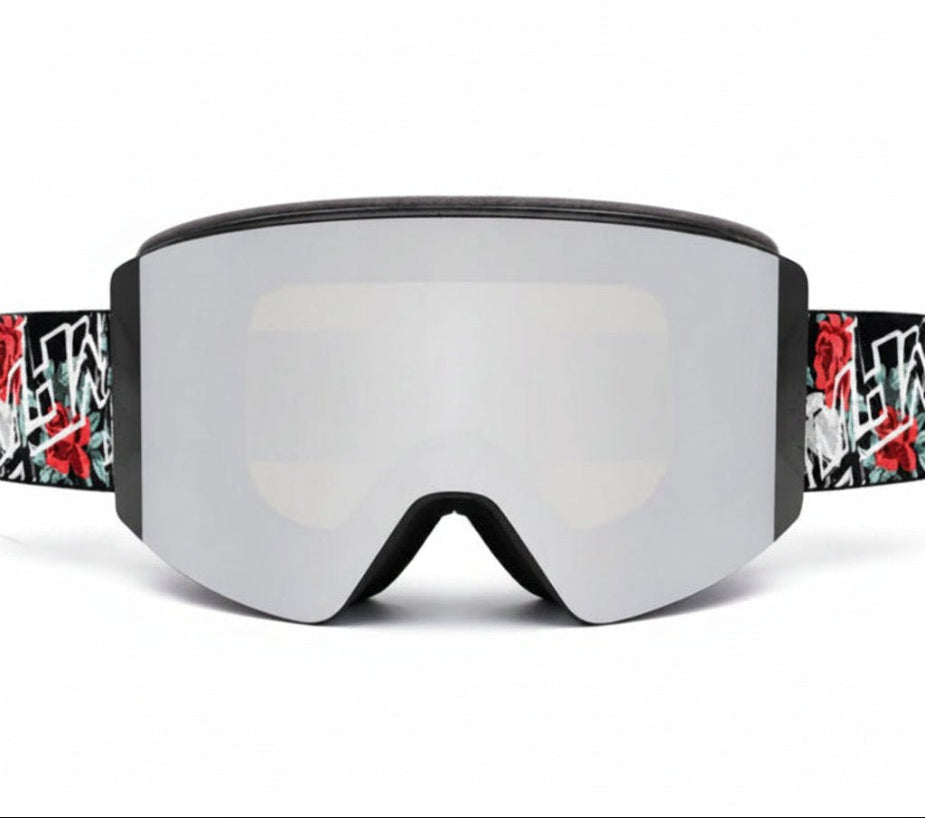 Skull and Roses snow goggles by MHD with mirror magnetic lens