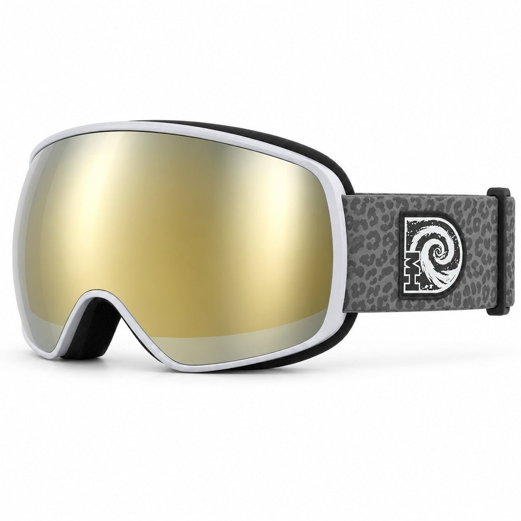Snow leopard ski snowboard goggles with photochromic spherical lens by MHD 3/4 view